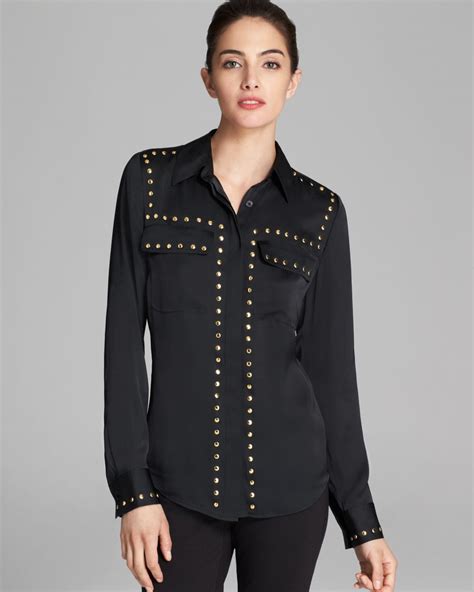 long sleeve black and white michael kors shirt|Michael Kors tops for women.